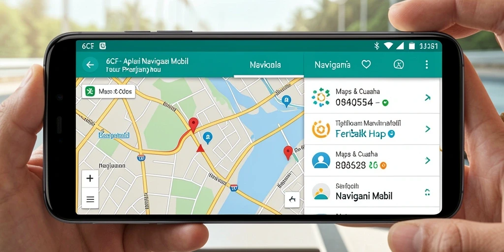 Tampilan antarmuka aplikasi Navigasi Mobil 6CF yang sederhana dan informatif.