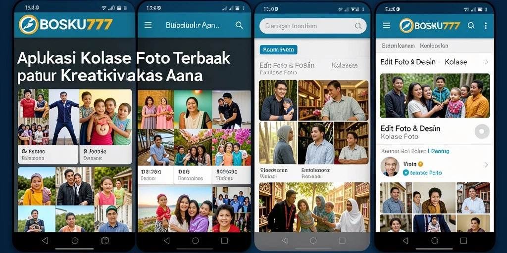 Tampilan antarmuka utama BOSKU777 dengan berbagai fitur kolase foto.