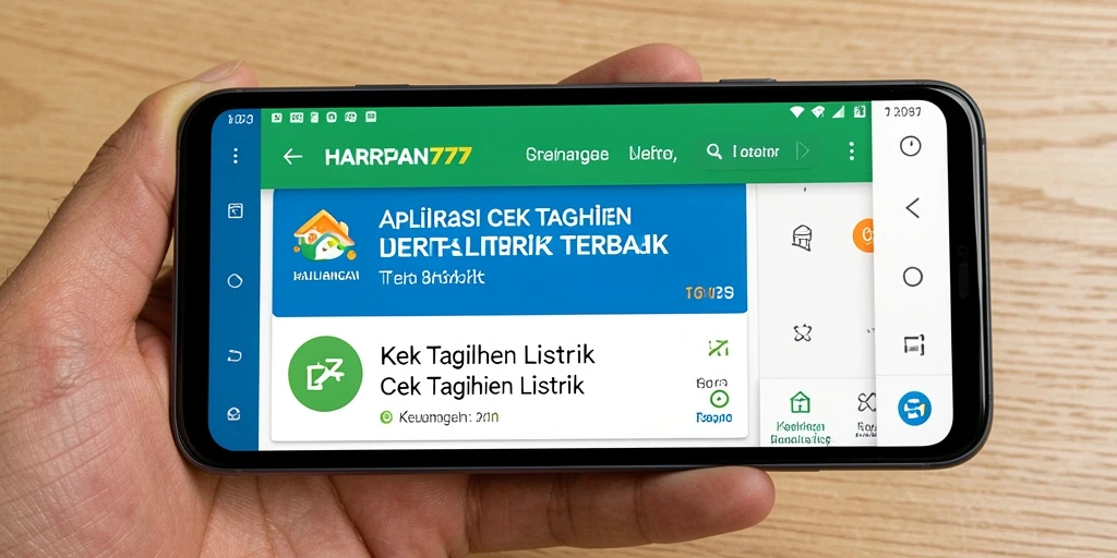 Tampilan antarmuka aplikasi Cek Tagihan Listrik HARAPAN777 yang modern.