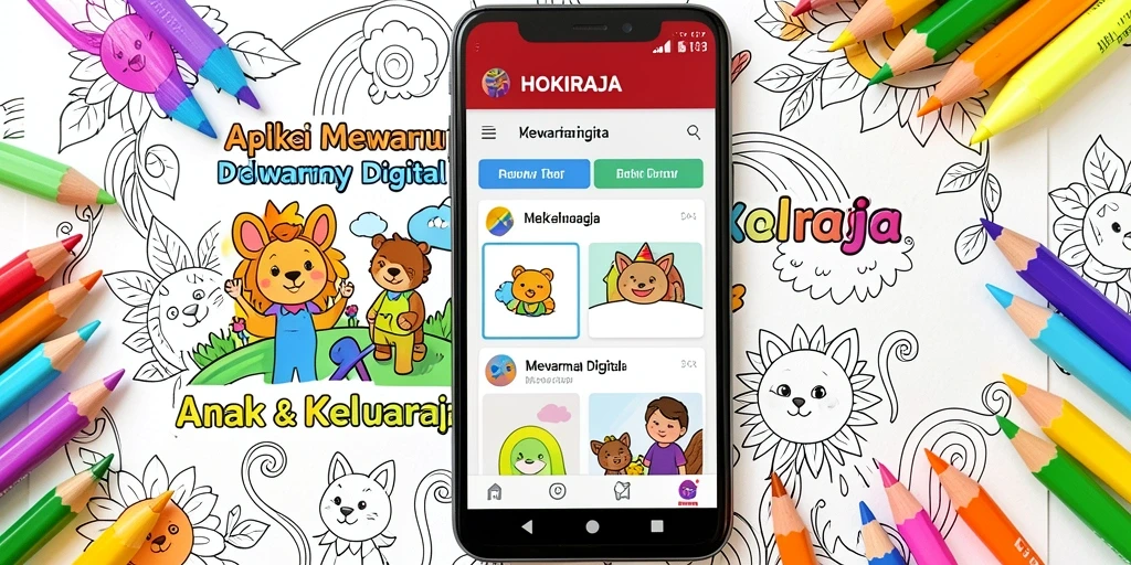 Tampilan antarmuka HOKIRAJA yang mudah digunakan untuk mewarnai digital.