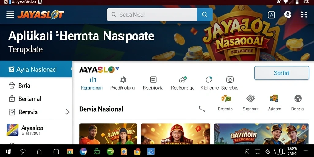 Tampilan antarmuka aplikasi JAYASLOT untuk berita nasional.