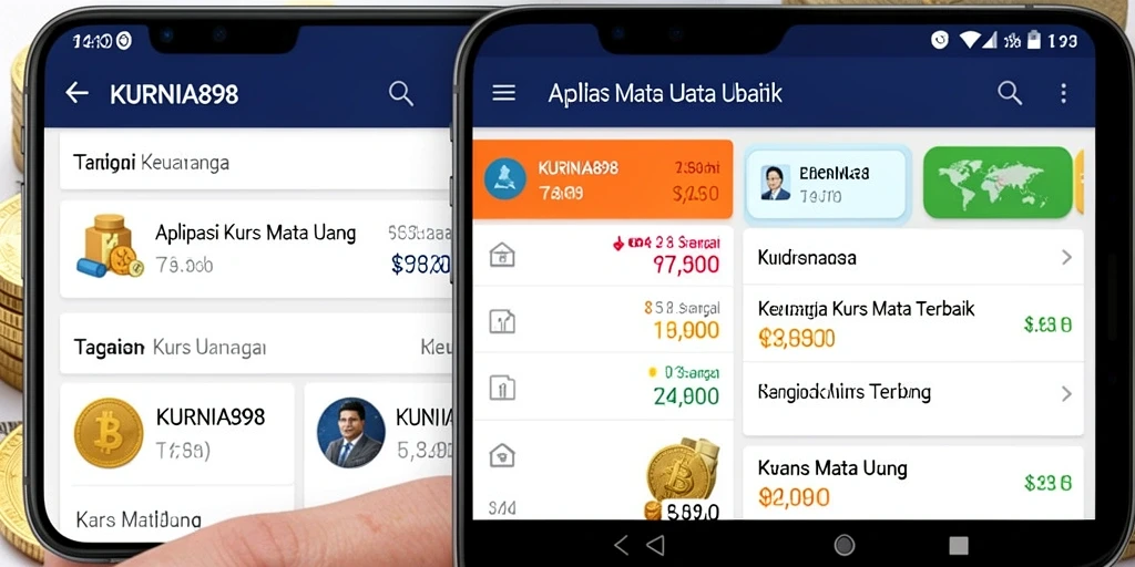Antarmuka pengguna KURNIA898 menampilkan kurs mata uang terkini dan fitur konversi.